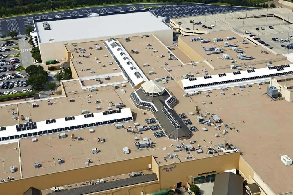 Penn Square Mall, commercial roofing system aerial view