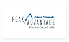 Johns Manville Peak Advantage Pinnacle Council 2019 Logo - Featuring Stylized Peak Graphic and Nations Roof Integration"

This logo represents Johns Manville's prestigious "Peak Advantage Pinnacle Council 2019" accolade, integrating a stylized peak graphic with the mention of "Nations Roof," highlighting excellence in commercial and industrial roofing. Ideal for showcasing expertise in TPO roofing membranes, commercial flat roof installations, and advanced roofing systems.