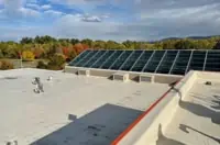 Solar panel installation on commercial flat roof in Boise, ID