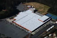 Aerial view of TPO roofing on commercial building in San Francisco