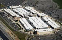 Aerial view of Dayton, OH shopping mall with multiple entrances