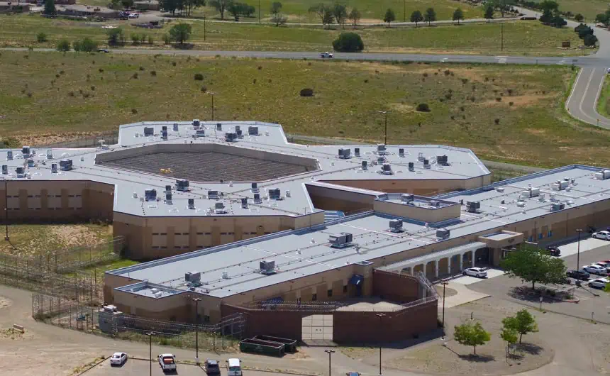Aerial View of Hexagonal Correctional Facility with Commercial Tan Roof